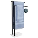Livabber Standing Towel Rack, 304 Stainless Steel 2-Tier Towel Holder Stand with Marble Base, Modern Stylish Tall Shower Towel Bar for Bathroom Accessories, Pool（Black）