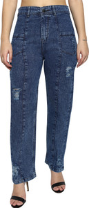 live ok women straight fit high rise blue jeans