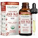 Live Wise Naturals Vitamin D3 K2 Kids Liquid Drops, 112 Servings