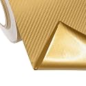 Carbon Fiber Wrap Vinyl Film Car Interior Wrap Stickers Car Wrap Vinyl Roll with Air Release Wrap Sticker Decal Sheet Self Adhesive Bubble Free (12 X 48 Inch, 3D Gold Carbon)
