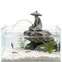 livelyfish Mini Fisherman Statue Asian Zen Decoration Sitting Fishing Figurines Sandstone Vintage Ornament for Aquarium Fish Tank Pot Garden Home Japanese Decor (D2)