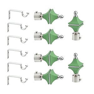 stainless steel amp abs curtain bracket parda holder with support 1 inch rod pocket finials designer door and window rod support fittings curtain rod holder pair of 3  green 