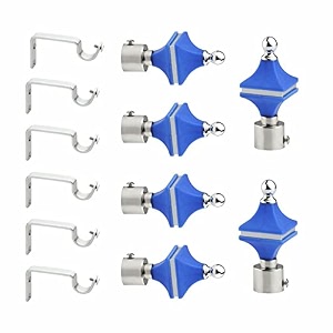 stainless steel amp abs curtain bracket parda holder with support 1 inch rod pocket finials designer door and window rod support fittings curtain rod holder pair of 3  blue 