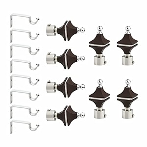 stainless steel amp abs curtain bracket parda holder with support 1 inch rod pocket finials designer door and window rod support fittings curtain rod holder pair of 4  dark brown 
