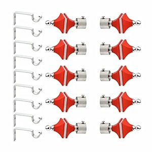 stainless steel amp abs curtain bracket parda holder with support 1 inch rod pocket finials designer door and window rod support fittings curtain rod holder pair of 5  red 