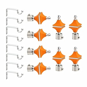 livesup stainless steel amp abs curtain bracket parda holder with support 1 inch rod pocket finials designer door and window rod support fittings curtain rod holder pair of 4  orange 