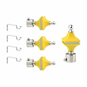 livesup stainless steel amp abs curtain bracket parda holder with support 1 inch rod pocket finials designer door and window rod support fittings curtain rod holder pair of 2  yellow 