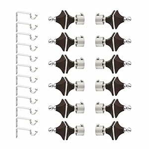 livesup stainless steel amp abs curtain bracket parda holder with support 1 inch rod pocket finials designer door and window rod support fittings curtain rod holder pair of 6  dark brown 