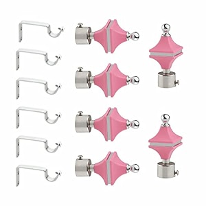 stainless steel amp abs curtain bracket parda holder with support 1 inch rod pocket finials designer door and window rod support fittings curtain rod holder pair of 3  pink 