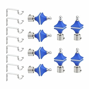 stainless steel amp abs curtain bracket parda holder with support 1 inch rod pocket finials designer door and window rod support fittings curtain rod holder pair of 4  blue 