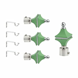 stainless steel amp abs curtain bracket parda holder with support 1 inch rod pocket finials designer door and window rod support fittings curtain rod holder pair of 2  green 