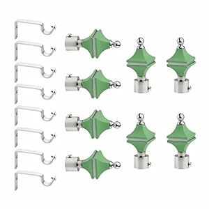 livesup stainless steel amp abs curtain bracket parda holder with support 1 inch rod pocket finials designer door and window rod support fittings curtain rod holder pair of 4  green 