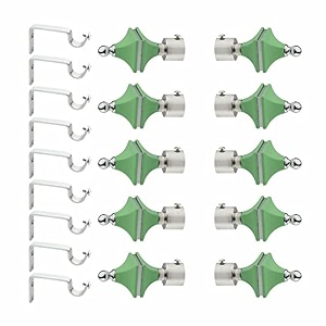 stainless steel amp abs curtain bracket parda holder with support 1 inch rod pocket finials designer door and window rod support fittings curtain rod holder pair of 5  green 