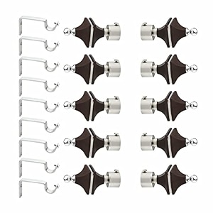 livesup stainless steel amp abs curtain bracket parda holder with support 1 inch rod pocket finials designer door and window rod support fittings curtain rod holder pair of 5  dark brown 
