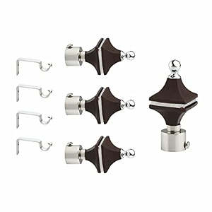 stainless steel amp abs curtain bracket parda holder with 1 inch rod support pocket finials designer door and window rod support fittings curtain rod holder pair of 2 dark brown