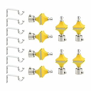 livesup stainless steel amp abs curtain bracket parda holder with support 1 inch rod pocket finials designer door and window rod support fittings curtain rod holder pair of 4  yellow 
