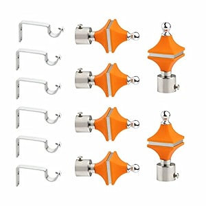 livesup stainless steel amp abs curtain bracket parda holder with support 1 inch rod pocket finials designer door and window rod support fittings curtain rod holder pair of 3  orange 