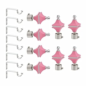stainless steel amp abs curtain bracket parda holder with support 1 inch rod pocket finials designer door and window rod support fittings curtain rod holder pair of 4  pink 
