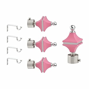 stainless steel amp abs curtain bracket parda holder with support 1 inch rod pocket finials designer door and window rod support fittings curtain rod holder pair of 2  pink 