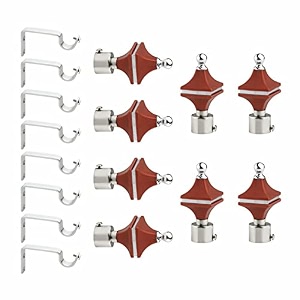 stainless steel amp abs curtain bracket parda holder with support 1 inch rod pocket finials designer door and window rod support fittings curtain rod holder pair of 4  maroon 