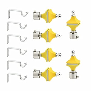 stainless steel amp abs curtain bracket parda holder with support 1 inch rod pocket finials designer door and window rod support fittings curtain rod holder pair of 3  yellow 