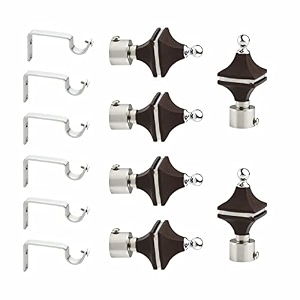 stainless steel amp abs curtain bracket parda holder with support 1 inch rod pocket finials designer door and window rod support fittings curtain rod holder pair of 3  dark brown 