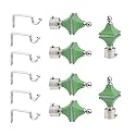 Stainless Steel &amp; ABS Curtain Bracket Parda Holder with Support 1 Inch Rod Pocket Finials Designer Door and Window Rod Support Fittings, Curtain Rod Holder (Pair of 3 , Green )