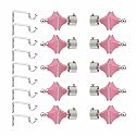 LivesUp Stainless Steel &amp; ABS Curtain Bracket Parda Holder with Support 1 Inch Rod Pocket Finials Designer Door and Window Rod Support Fittings, Curtain Rod Holder (Pair of 5 , Pink )