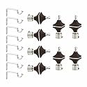 Stainless Steel &amp; ABS Curtain Bracket Parda Holder with Support 1 Inch Rod Pocket Finials Designer Door and Window Rod Support Fittings, Curtain Rod Holder (Pair of 4 , Dark Brown )