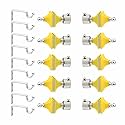 Stainless Steel &amp; ABS Curtain Bracket Parda Holder with Support 1 Inch Rod Pocket Finials Designer Door and Window Rod Support Fittings, Curtain Rod Holder (Pair of 5 , Yellow )