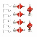 Stainless Steel &amp; ABS Curtain Bracket Parda Holder with Support 1 Inch Rod Pocket Finials Designer Door and Window Rod Support Fittings, Curtain Rod Holder (Pair of 3 , RED )