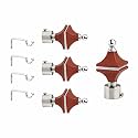 Stainless Steel &amp; ABS Curtain Bracket Parda Holder with Support 1 Inch Rod Pocket Finials Designer Door and Window Rod Support Fittings, Curtain Rod Holder (Pair of 2 , Maroon )