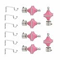 Stainless Steel &amp; ABS Curtain Bracket Parda Holder with Support 1 Inch Rod Pocket Finials Designer Door and Window Rod Support Fittings, Curtain Rod Holder (Pair of 3 , Pink )