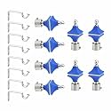 Stainless Steel &amp; ABS Curtain Bracket Parda Holder with Support 1 Inch Rod Pocket Finials Designer Door and Window Rod Support Fittings, Curtain Rod Holder (Pair of 4 , Blue )