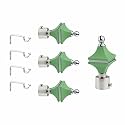 Stainless Steel &amp; ABS Curtain Bracket Parda Holder with Support 1 Inch Rod Pocket Finials Designer Door and Window Rod Support Fittings, Curtain Rod Holder (Pair of 2 , Green )