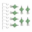 LivesUp Stainless Steel &amp; ABS Curtain Bracket Parda Holder with Support 1 Inch Rod Pocket Finials Designer Door and Window Rod Support Fittings, Curtain Rod Holder (Pair of 4 , Green )