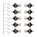 LivesUp Stainless Steel & ABS Curtain Bracket Parda Holder with Support 1 Inch Rod Pocket Finials Designer Door and Window Rod Support Fittings, Curtain Rod Holder (Pair of 5 , Dark Brown )