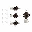 Stainless Steel &amp; ABS Curtain Bracket Parda Holder with 1 Inch Rod Support Pocket Finials Designer Door and Window Rod Support Fittings, Curtain Rod Holder (Pair of 2, Dark Brown)