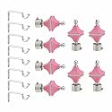 Stainless Steel &amp; ABS Curtain Bracket Parda Holder with Support 1 Inch Rod Pocket Finials Designer Door and Window Rod Support Fittings, Curtain Rod Holder (Pair of 4 , Pink )