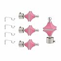 Stainless Steel &amp; ABS Curtain Bracket Parda Holder with Support 1 Inch Rod Pocket Finials Designer Door and Window Rod Support Fittings, Curtain Rod Holder (Pair of 2 , Pink )