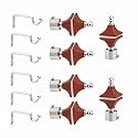 LivesUp Stainless Steel &amp; ABS Curtain Bracket Parda Holder with Support 1 Inch Rod Pocket Finials Designer Door and Window Rod Support Fittings, Curtain Rod Holder (Pair of 3 , Maroon )