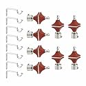 Stainless Steel &amp; ABS Curtain Bracket Parda Holder with Support 1 Inch Rod Pocket Finials Designer Door and Window Rod Support Fittings, Curtain Rod Holder (Pair of 4 , Maroon )