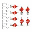 LivesUp Stainless Steel &amp; ABS Curtain Bracket Parda Holder with Support 1 Inch Rod Pocket Finials Designer Door and Window Rod Support Fittings, Curtain Rod Holder (Pair of 4 , RED)