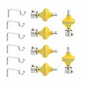 Stainless Steel &amp; ABS Curtain Bracket Parda Holder with Support 1 Inch Rod Pocket Finials Designer Door and Window Rod Support Fittings, Curtain Rod Holder (Pair of 3 , Yellow )