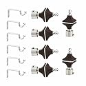 Stainless Steel &amp; ABS Curtain Bracket Parda Holder with Support 1 Inch Rod Pocket Finials Designer Door and Window Rod Support Fittings, Curtain Rod Holder (Pair of 3 , Dark Brown )
