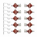 LivesUp Stainless Steel &amp; ABS Curtain Bracket Parda Holder with Support 1 Inch Rod Pocket Finials Designer Door and Window Rod Support Fittings, Curtain Rod Holder (Pair of 5 , Maroon )