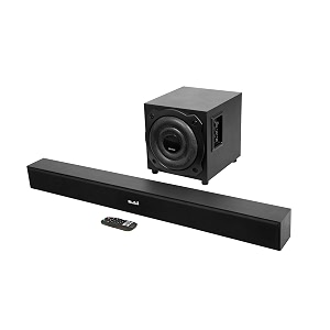 soundbar with wired subwoofer 120w rms 21 channel modes remote control bt v50 aux usb line compatible with tvs smart phones tablets pcs combo black