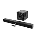 Soundbar with Wired Subwoofer, 120W RMS, 2.1 Channel, Modes, Remote Control, BT v5.0, Aux, USB, Line Compatible with TVs, Smart Phones, Tablets, PCs Combo (Black)