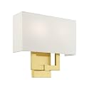 Livex Lighting 51103-12 Meridian Collection ADA 2-Light Wall Sconce Light with Off-White Hardback Fabric Shade, Satin Brass, 13 x 12.5