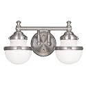 Livex Lighting 5712-91 Oldwick 2-Light Bath Light, Brushed Nickel, Silver, 15 x 7.25 x 8.25